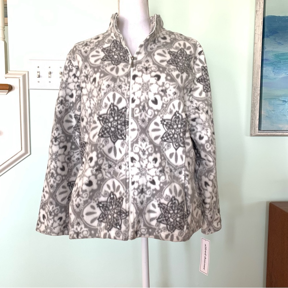 NWT Alfred Dunner Swiss Alps Bling Fleece Zip Jacket XL